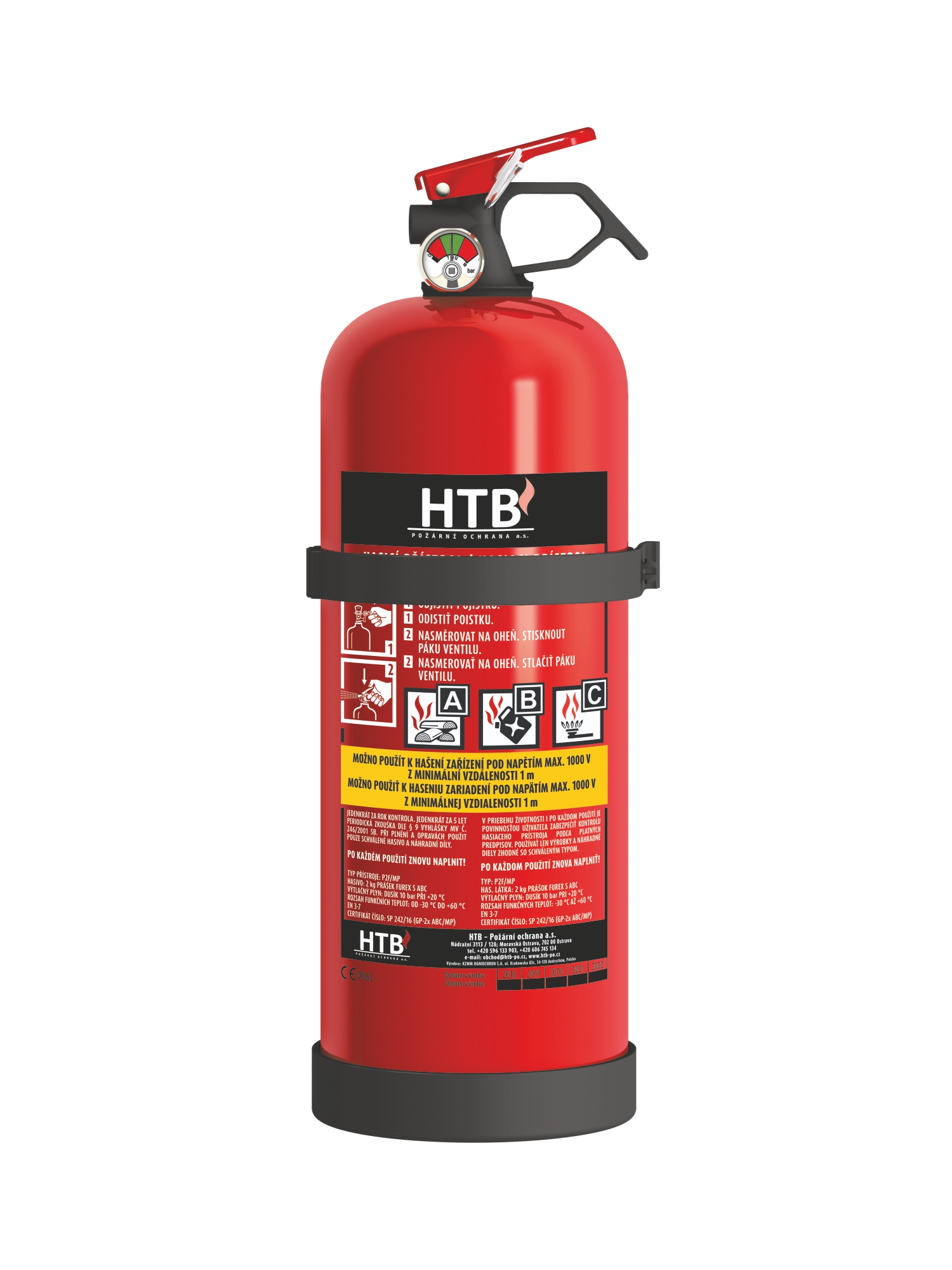 Práškový hasicí přístroj P2F/MM (mosazný ventil) 2 kg | ezachranar.cz